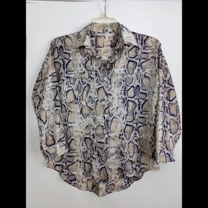 Snake Python Prink Satin Button Up Blouse